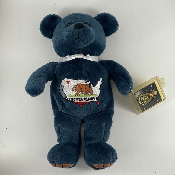 Bear Plush California Patriotic 9" Embroidered Blue Gipper President Reagan 2000 - Picture 2 of 9
